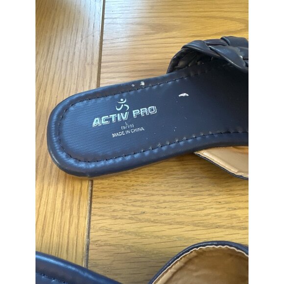 Activ-Pro Size 9-10 Womens Navy Blue Square Toe Braided Strap Slide Sandals - Picture 11 of 12